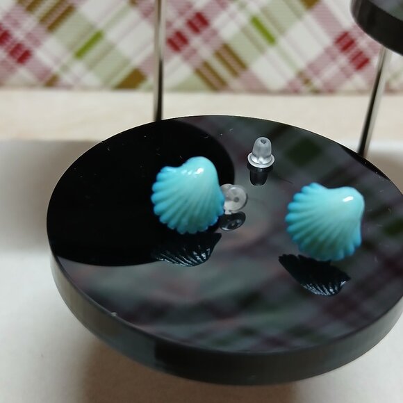 Set of 3 Pair Vintage Fashion Jewelry Plastic Turquoise Stud Earrings #69W - Picture 6 of 9